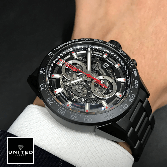TAG Heuer Carrera 01 CAR2090.BH0729 Tag Heuer Carrera Black Red Second Hand Replica on the man wrist