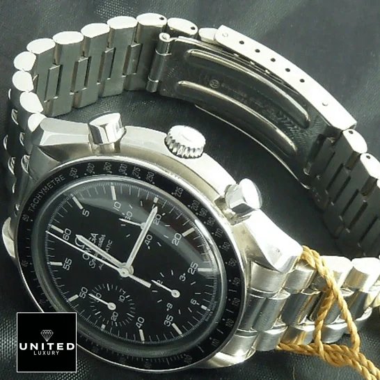 Omega Speedmaster Reduced 3510.50 Luxury Clone Quality omega speedmaster 3510.50 replica tiltedleft Omega Speedmaster 3510 Stainless Steel Black Dial Replica side view