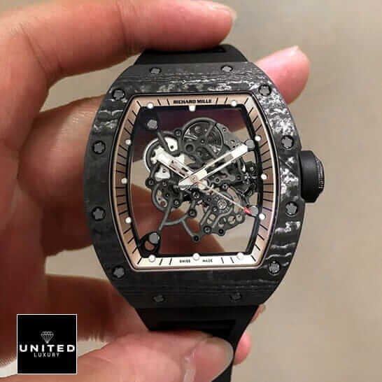 Richard Mille RM 055 Richard Mille RM055 Bubba Watson Replica on the hand grey background