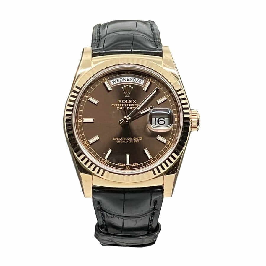 dfae038e95b77433a022bb5fdd7185fe43972e6e Rolex Day-Date 128238 “Black Leather” Super Accurate Clone - Image 1