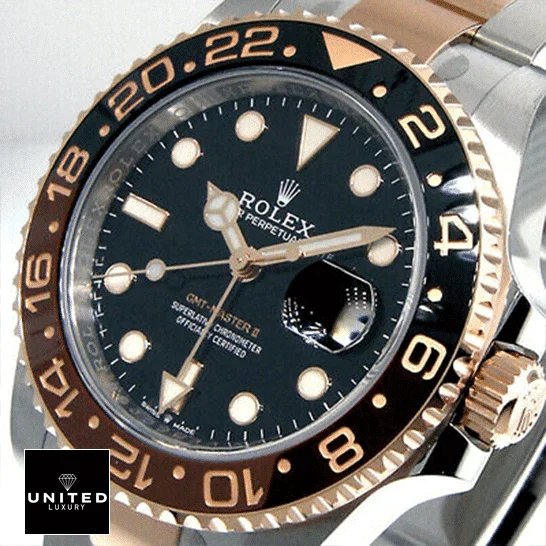 Rolex GMT-Master II 126711CHNR Rolex GMT-Master II 126711CHNR-0002 Replica black dial has stick and dot indices