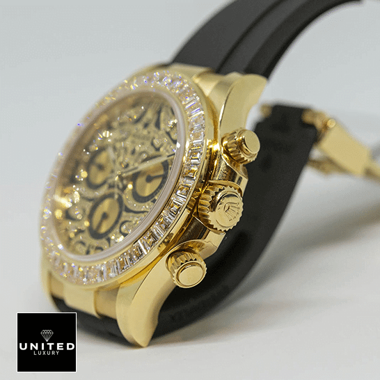 Rolex Cosmograph Daytona 116588TBR Rolex Daytona Eye of the Tiger 116508-0004 Replica Yellow Gold button & crown pusher