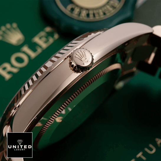 Rolex Day-Date 228235 Rolex Day-Date 228235 Rose Gold Crown Pusher Replica Right Side