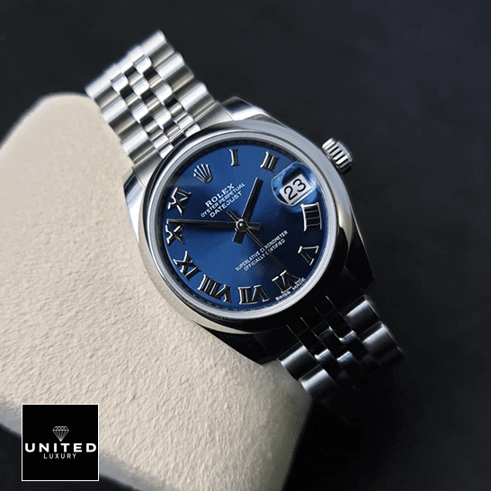 Rolex Datejust 178240-0037 Deluxe Replica Edition rolex datejust 178240 0037 replica tiltedleft Rolex Datejust 178240 S.Steel Case & Blue Dial Bracelet Replica & clock cushion