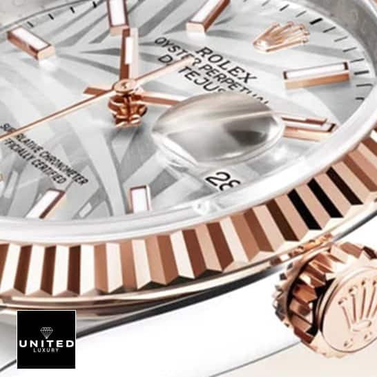 Rolex Datejust 126231 Rolex Datejust 36 126231-0033 Rose Gold Fluted Bezel Replica and Fluted Crown Pusher