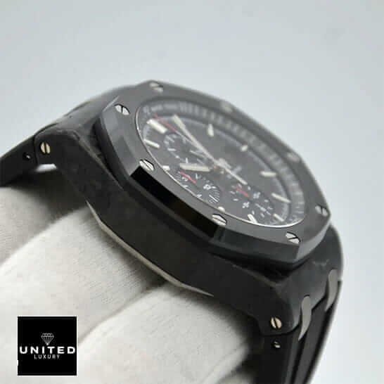 Audemars Piguet Royal Oak Offshore 26400AU.OO.A002CA.01 Premium Clone Edition ap royal oak carbon replica 5 Audemars Piguet Royal Carbon Case All Black Replica side view white background