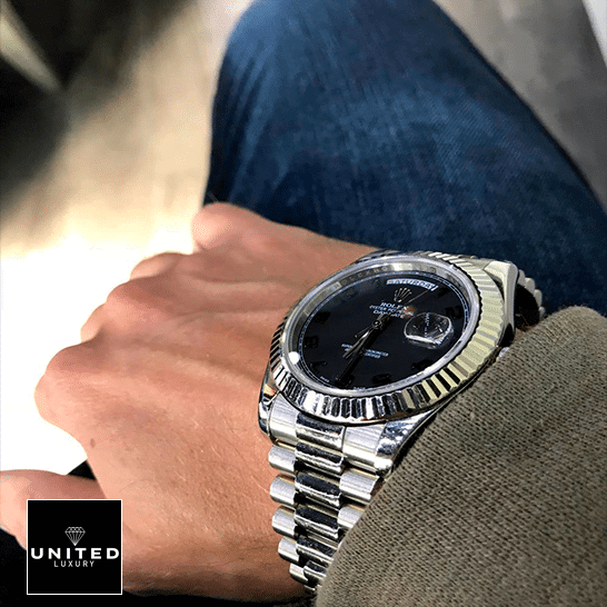 Rolex Day-Date 218206 Rolex Day Date II 218206 Replica rolex day date on men's wrist