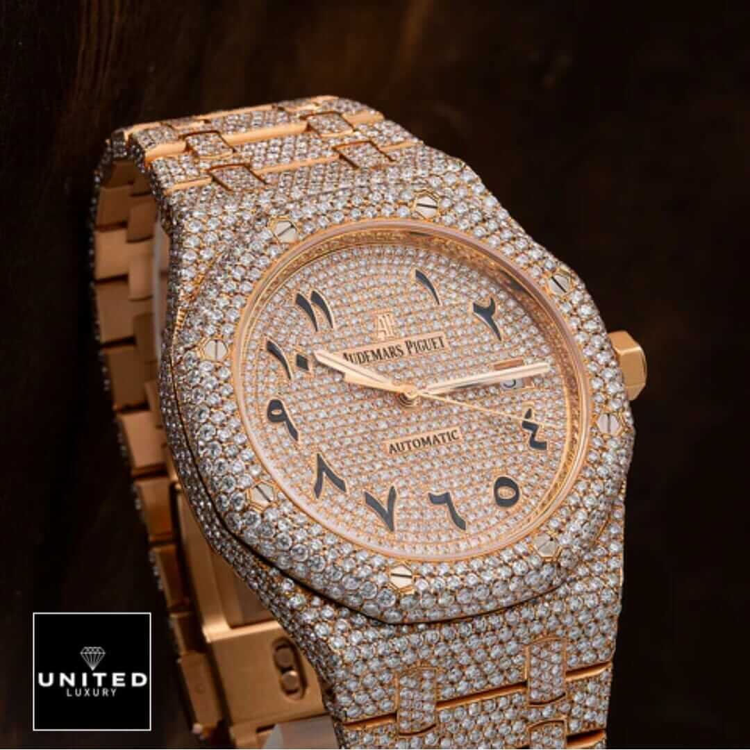 Audemars Piguet Royal Oak AP160SF295 Audemars Piguet Royal Oak AP160SF295 Iced Out Replica black background