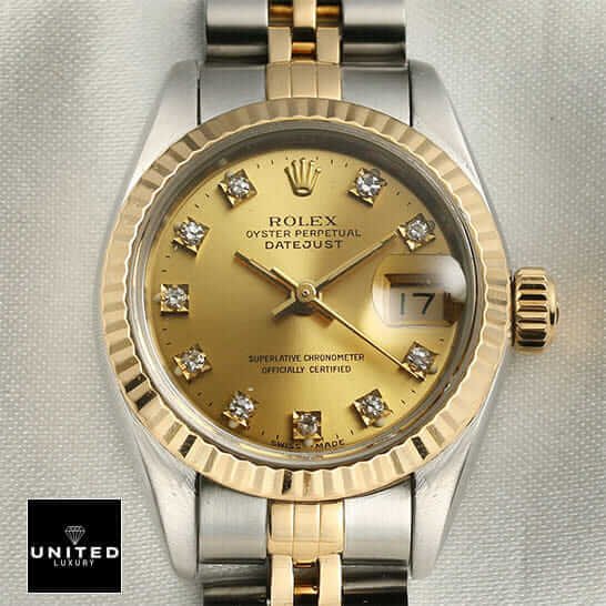 Rolex Datejust 69173 Diamond Dial Rolex Datejust Diamond Gold Dial Replica close view